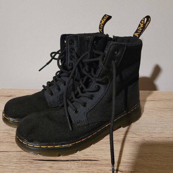 Doc Martens Combs Kids Synthetic Leather High Top Side Zip Combat Boots SZ 3 - Picture 1 of 6